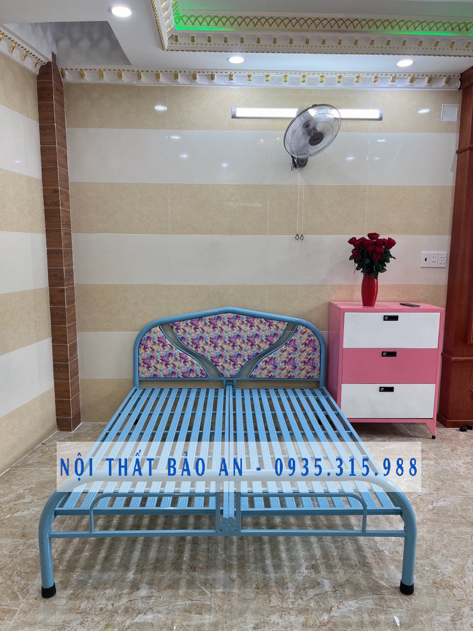 [HCM] Giường sắt kích thước ngang 1M6 dài 2M – GS125 mẫu hiện đại kích thước thoải mái nằm rộng rãi 2- 3 người