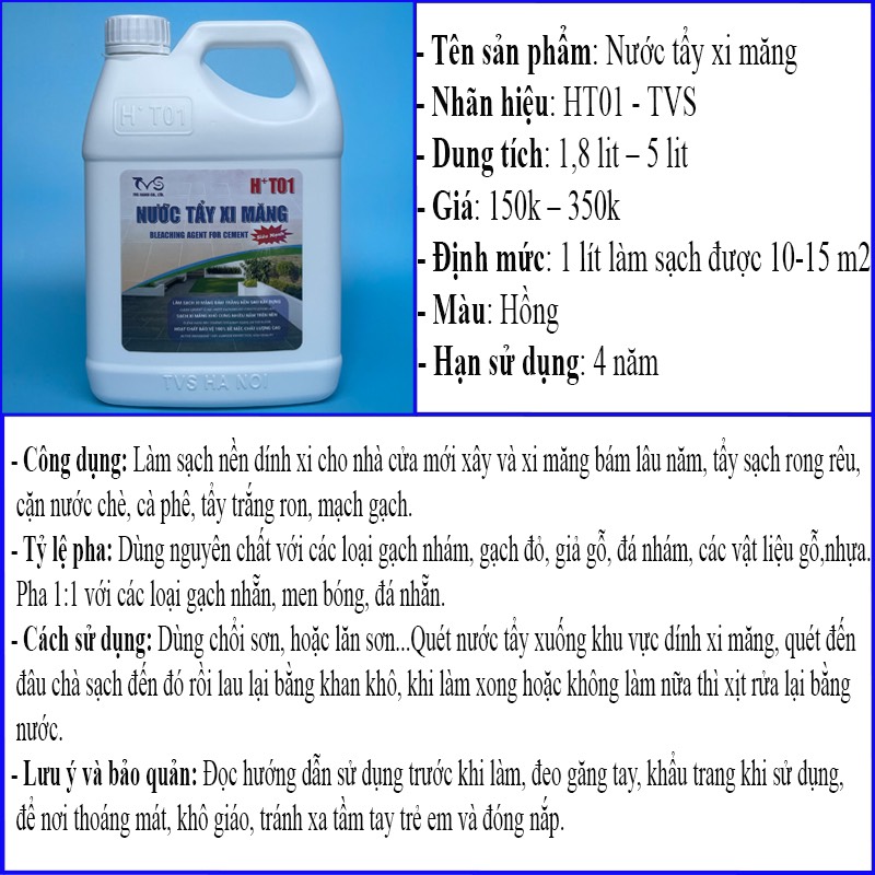 Nước tẩy xi măng HT01-5L-TVS-01