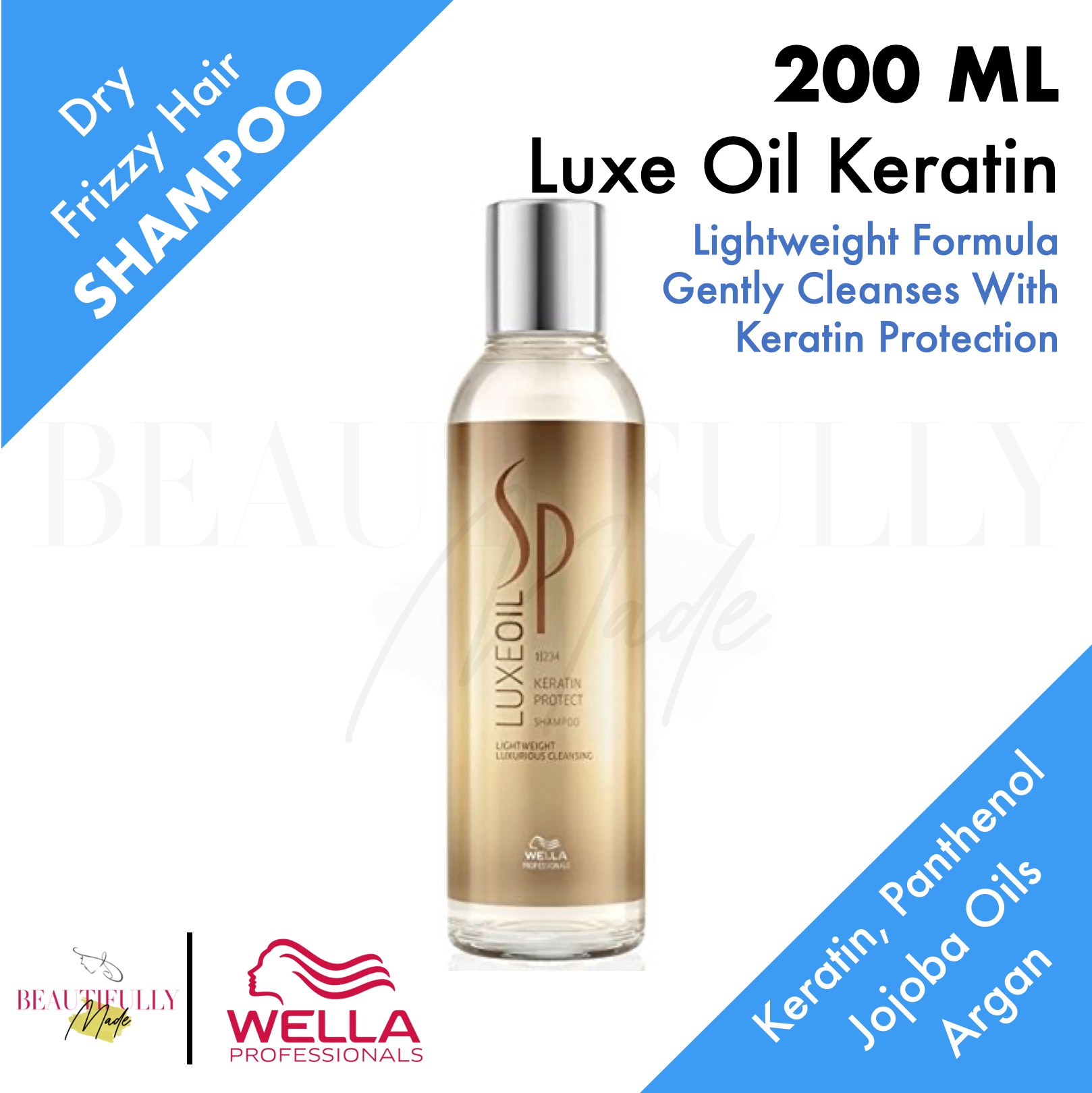Wella System Professional SP Luxe Oil Keratin Protect Shampoo 200ml - For  Soft Touchable Hair, Lightweight Cleansing Formula