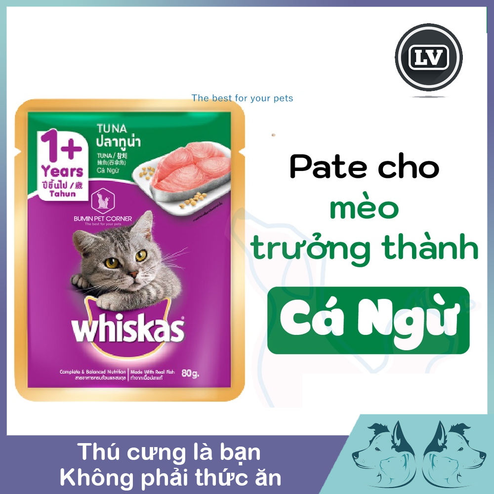 Thức ăn mèo Whiskas vị cá ngừ dạng túi 85g