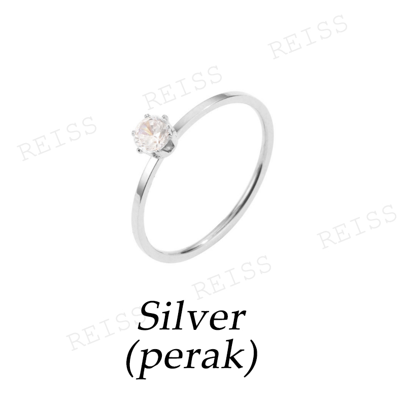 RAISS Simple Super Fine Six Prong Single Diamond Ring Rose Gold Titanium Steel Ring