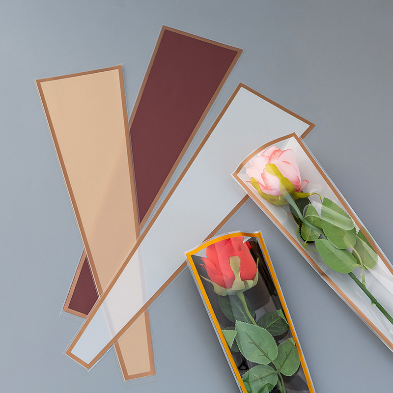50pcs Single Rose Sleeves Flower Wrapping Bag Bouquet Packaging Bags ...