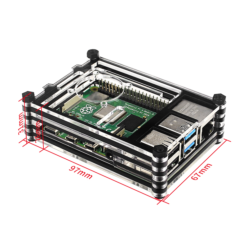 Raspberry Pi 4 Case 9 Layer Protection Optional Cooling Fan Heat Sink For Raspberry Pi 4 Model B Pi 4. 