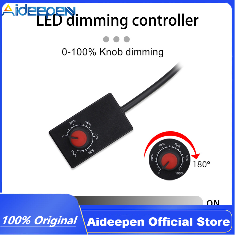 Aideepen DC 0/1-10V LED Dimmer Knob Controller Rotary Mini Switch PWM Dimming for Dimmable Interior Lighting Spotlight LED Driver