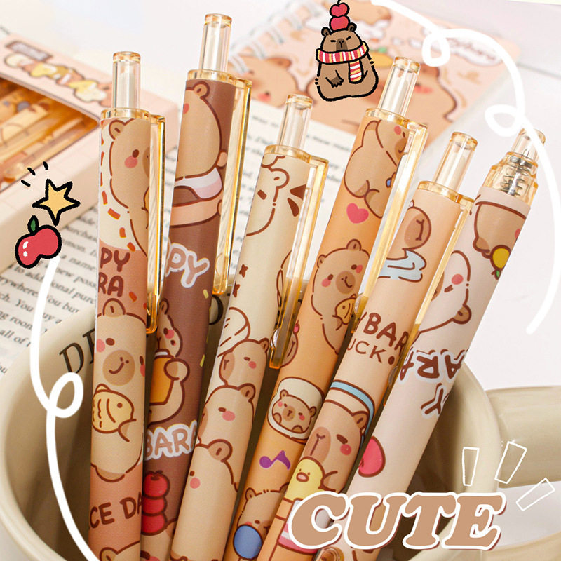 6Pcs%20Kawaii%20Capybara%20Gel%20Pen%20Set%20Black%20Blue%20Ink%20Quickly-Drying%20Cute%20Press%20Gel%20Pens%20Aesthetic%20Stationery%20School%20Office%20Supplies%20JINBING%20-%20Image%204