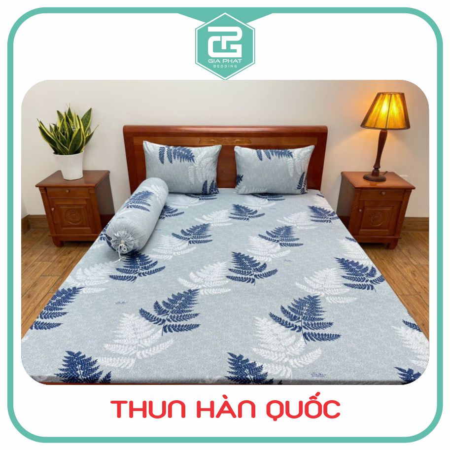 Bộ ga giường, Drap nệm Thun Lạnh Hàn Quốc 4 món (1 ga bọc + 2 vỏ gối nằm + 1 vỏ gối ôm)
