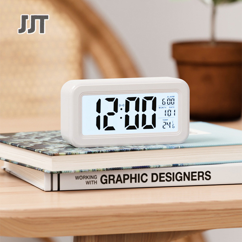 JJT [Miễn Phí Vận Chuyển]Đồng hồ Đơn giản, đồng hồ báo thức, màn hình hiển thị kỹ thuật số, người lười LCD báo lại, đồng hồ điện tử đèn nền im lặng