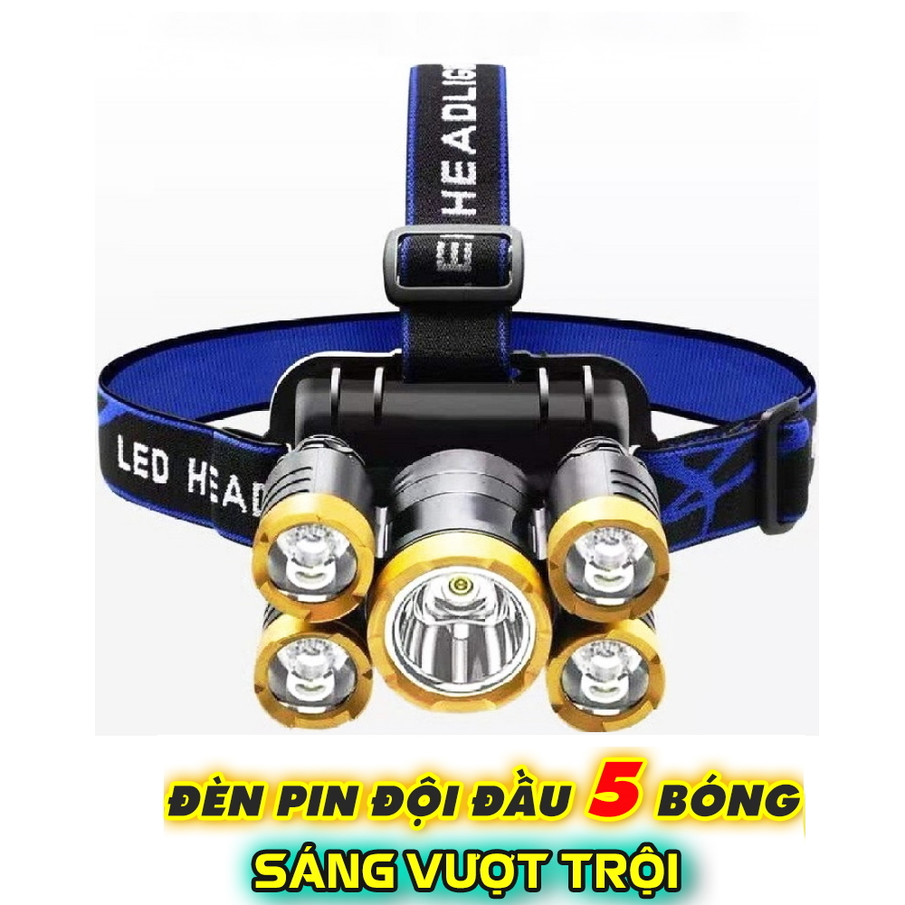 Đèn Pin Siêu Sáng Đội Đầu 5 Bóng Mới