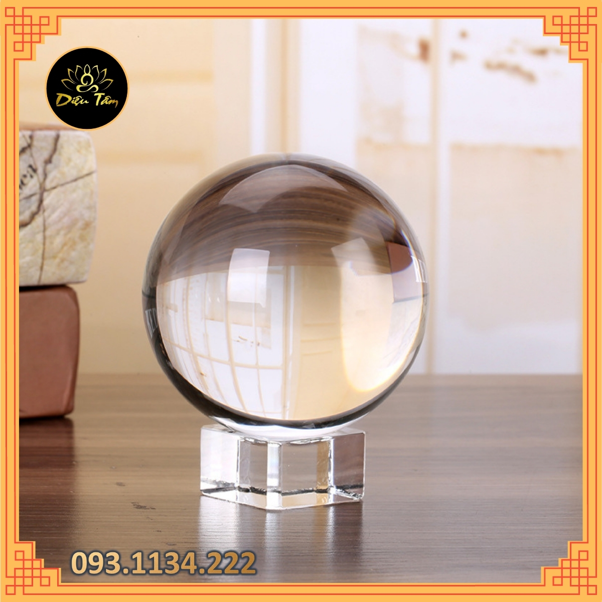 Sphere feng shui crystal white in
