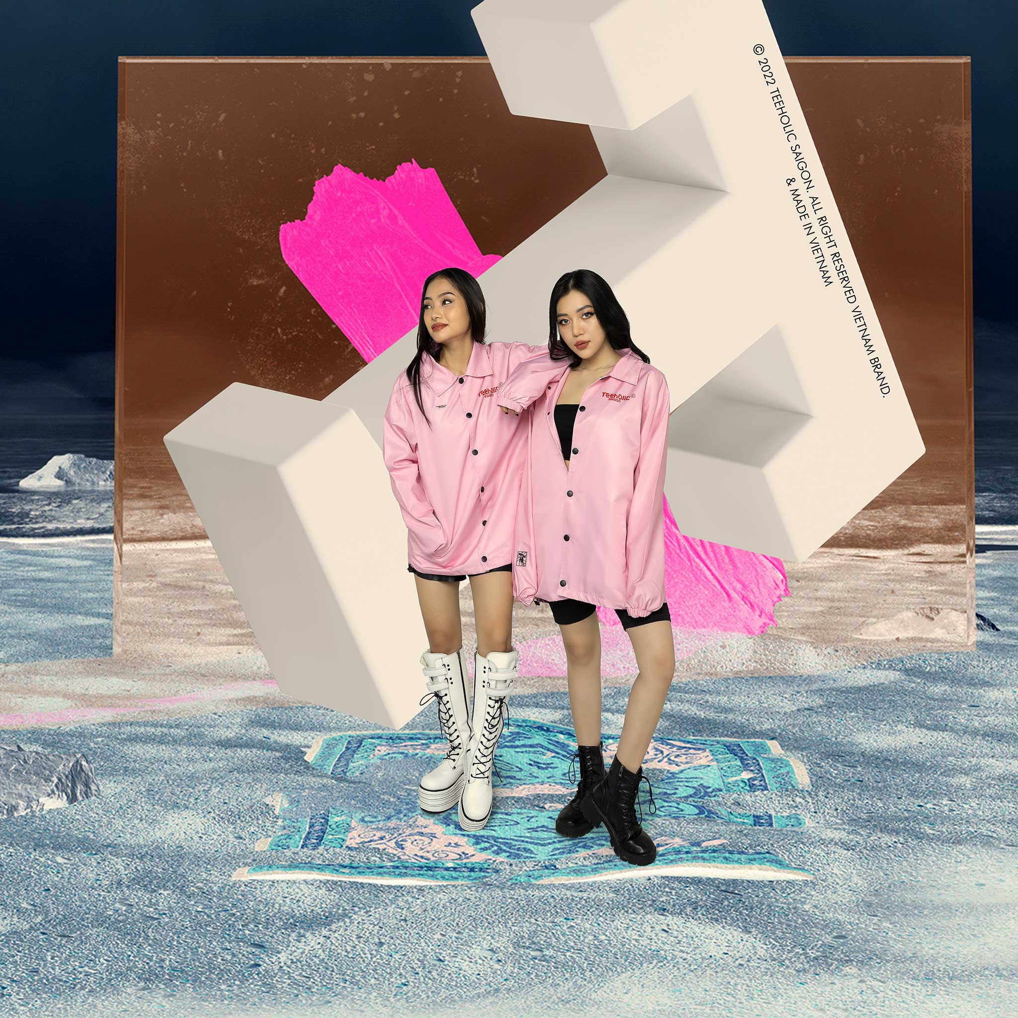 Áo Khoác Jacket TeeHolic Pixel Màu Hồng