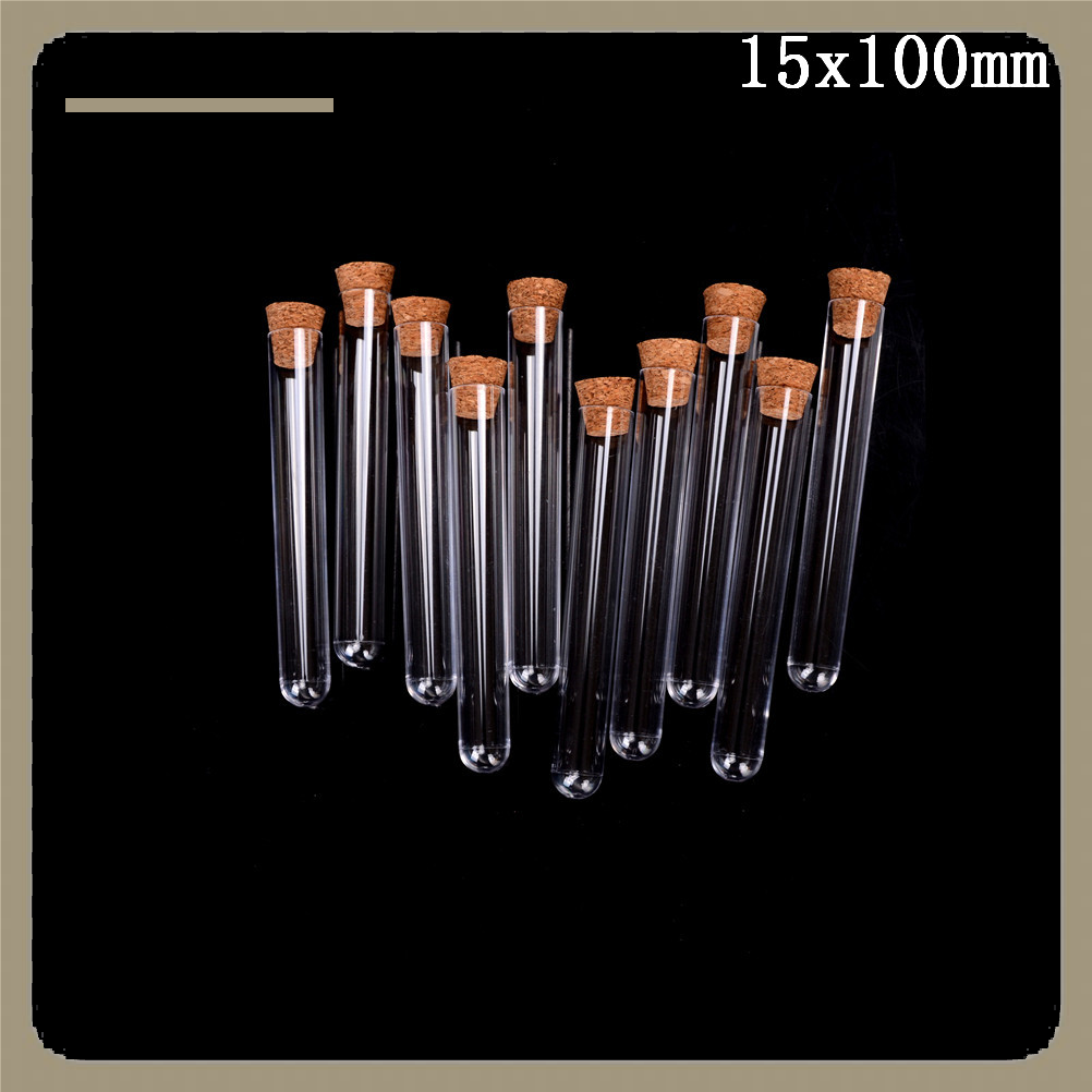 10 cái/lốc Ống nghiệm bằng nhựa có nút chai lọ đựng mẫu chai