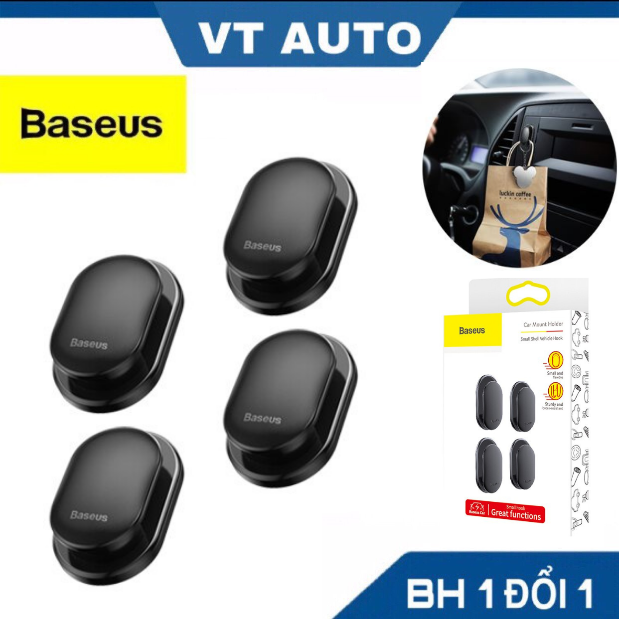 Móc treo oto xe hơi đa năng - baseus móc treo tiện dụng trên xe hơi oto treo tủ đồ treo tường ... - vt auto