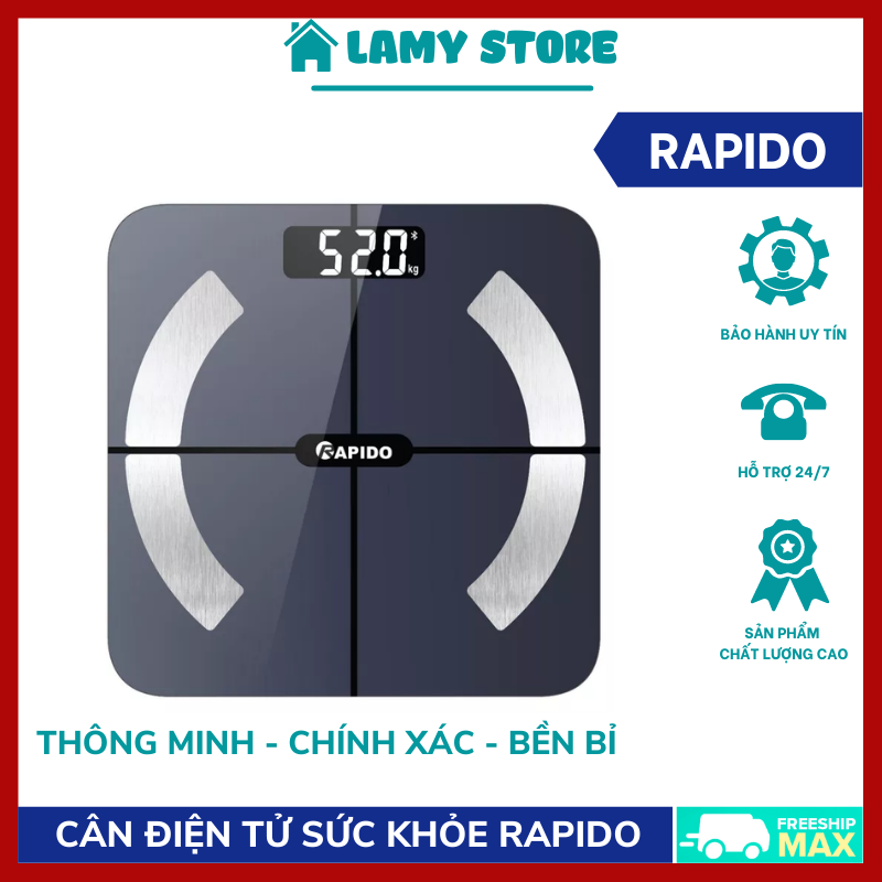 Cân điện tử 100kg gia đình, Cân quét chỉ số cơ thể, Can suc khoe gia re - Cân sức khỏe phân tích chỉ số - loại vuông, có Bluetooth RSB02-S, Phân Tích Các Chỉ Số Cơ Thể, Hiểu Và Kiểm Soát Cơ Thể Bạn