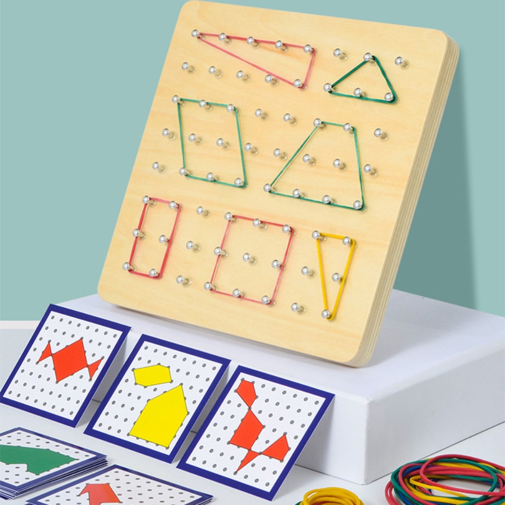 Math Teaching Aids Wooden Geometry Puzzle Nail Board Graphics Geometric ...