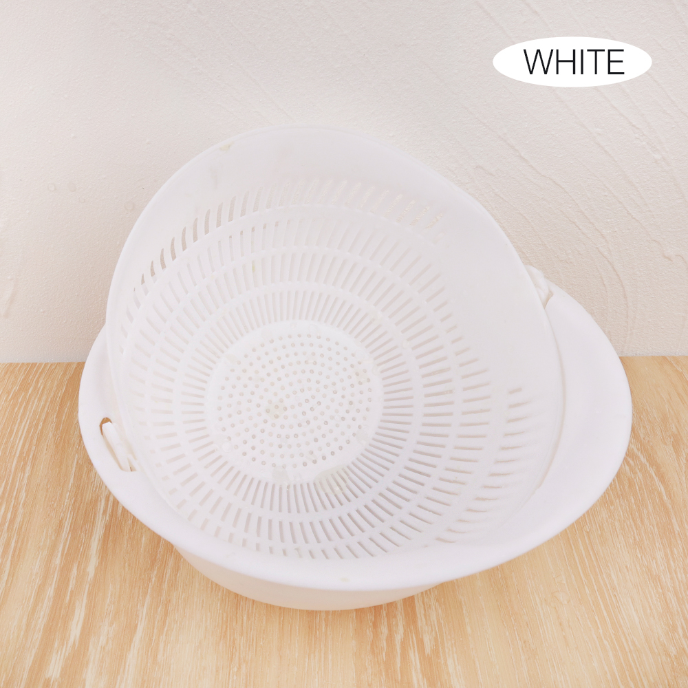 Kitchen Silicone Double Drain Basket Bowl Washing Storage Basket Strainers Bowls Drainer Vegetable Cleaning Colander Tool
