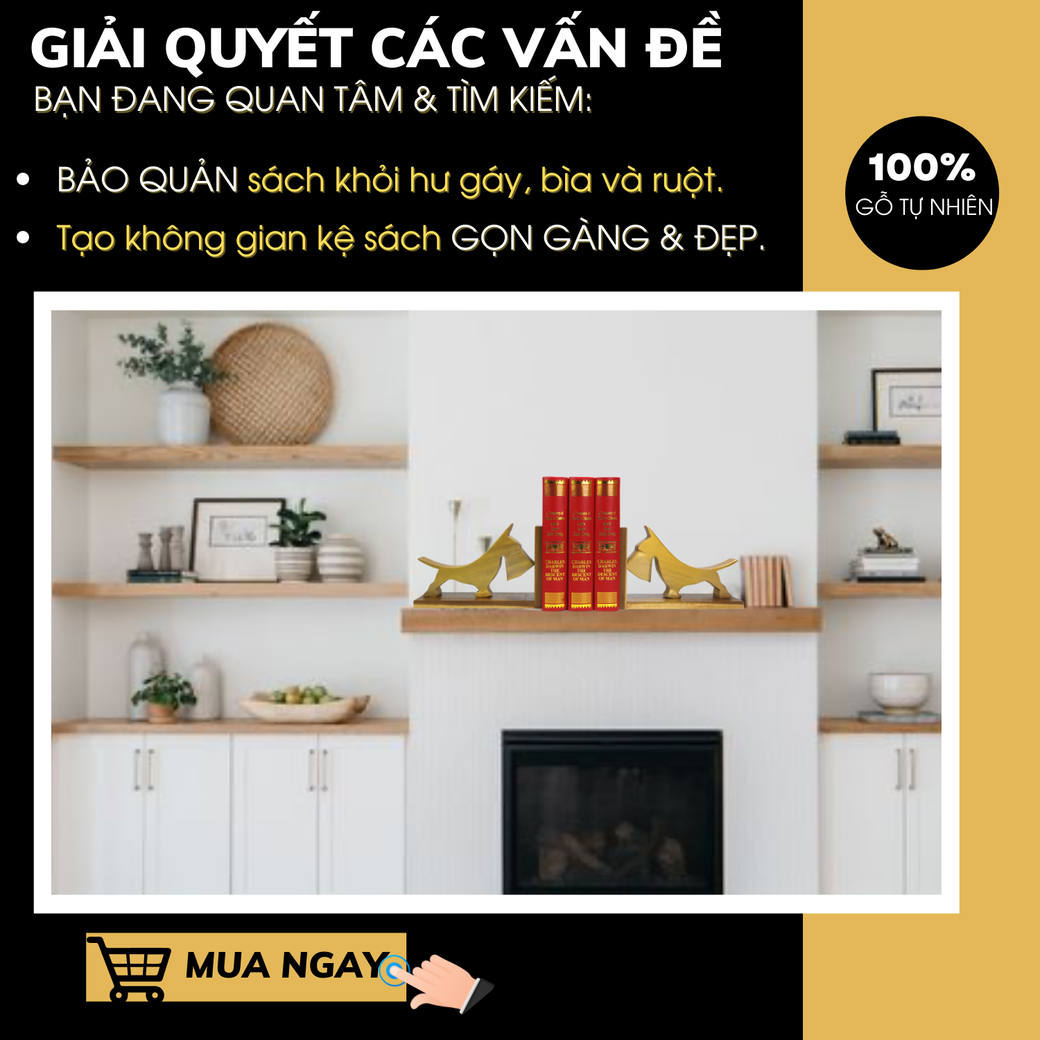 CHẶN SÁCH (BOOKEND) Cặp chó Vàng sang trọng