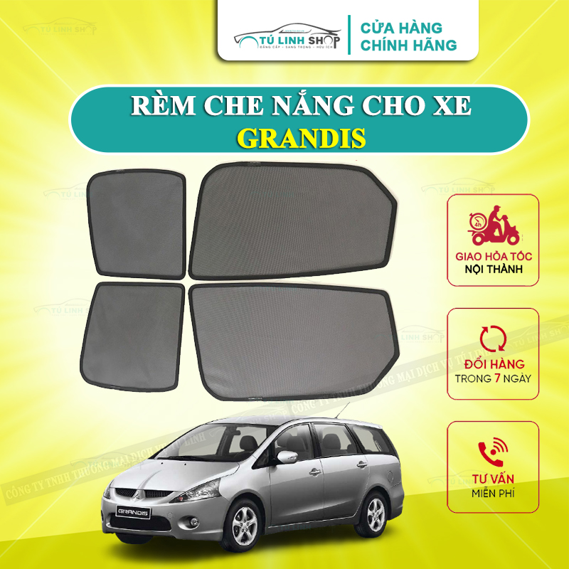 Rèm che nắng nam châm cho xe Mitsubishi Grandis, bộ 4 tấm cho 4 cửa, hàng loại 1 cao cấp, vừa khít kính