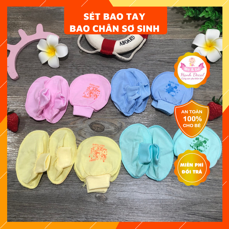 Sét bao tay,bao chân cho bé sơ sinh ( 1 sét gồm 2 găng tay và 2 bao chân )
