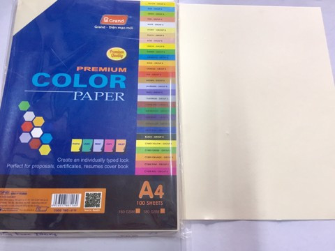 Bìa màu a4 100 tờ đl160gsm - màu kem