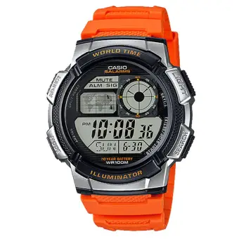 casio black and orange watch