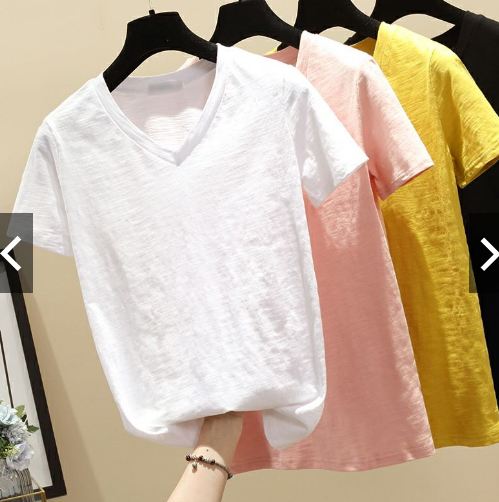 Áo thun xược cotton nữ cổ tim, cổ V