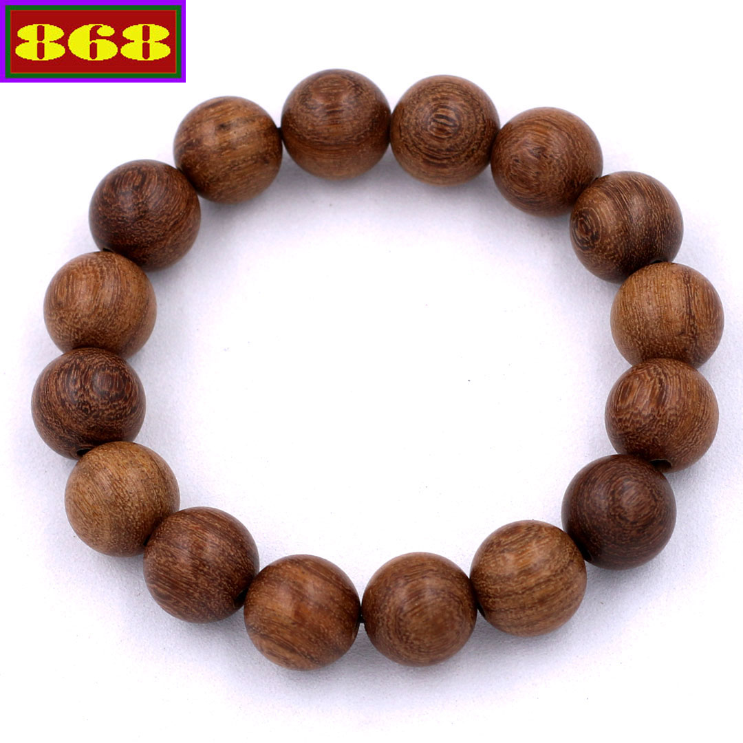 Chuỗi đeo tay gỗ Thủy tùng nâu 12 ly 16 hạt - Vòng chuỗi gỗ Phong thủy