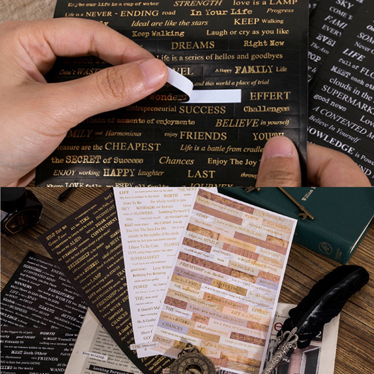 Set 4 tấm sticker câu quotes tiếng anh