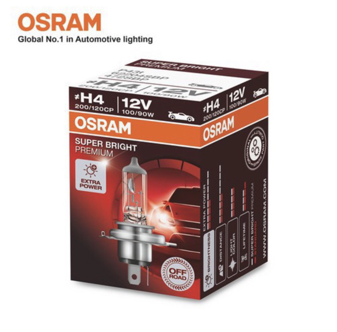 Bóng đèn halogen OSRAM SUPER BRIGHT PREMIUM H4 12v 100/90w