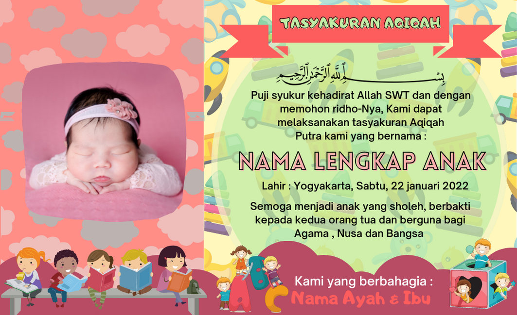 Kartu tasyakuran - Sticker tasyakuran - Aqiqah - Kartu Aqiqah - Sticker