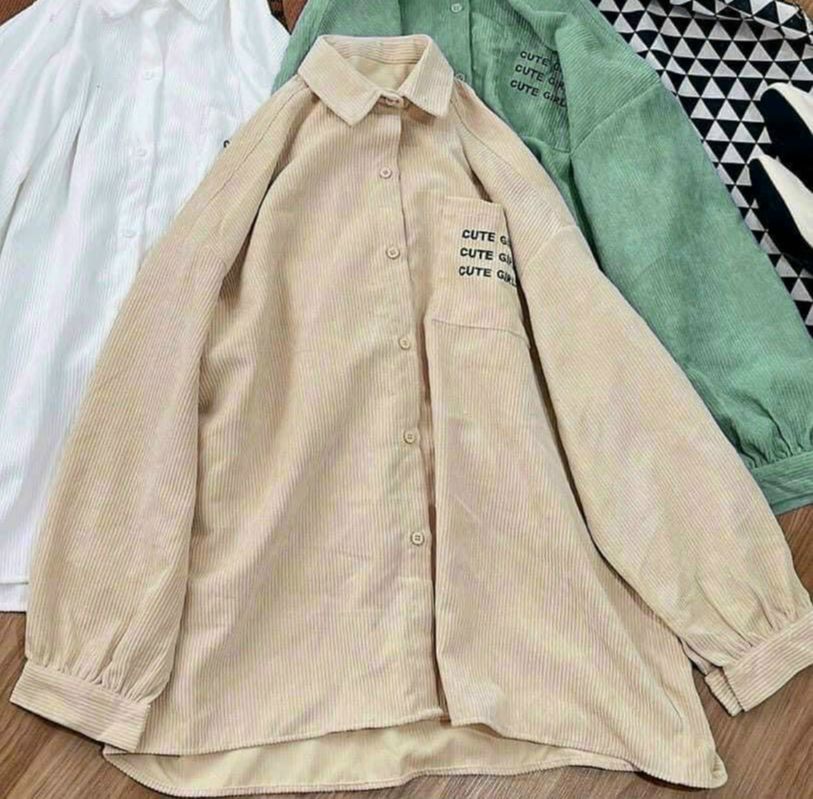 Áo sơ mi nhung tăm nữ onesize siêu đẹp from rộng phong cách năng động cá tính