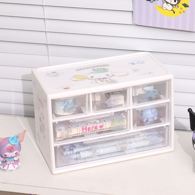 Compartmentalized Sanrio hộp lưu trữ máy tính để bàn kurome hộp lưu trữ ký túc xá sinh viên bàn ngăn kéo phòng ngủ chín ngăn hình vuông