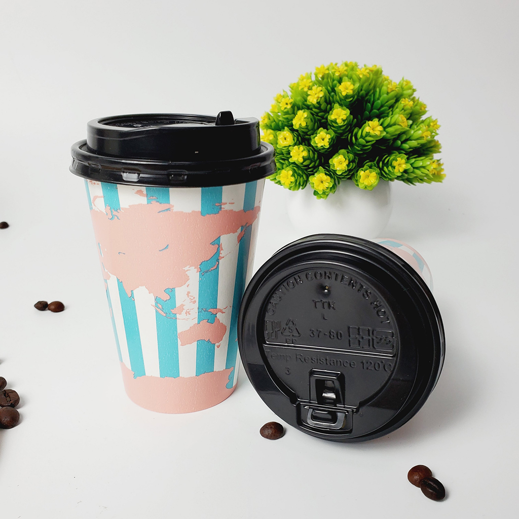 Set 50 chiếc cốc giấy có nắp 360ml Global 12OZ