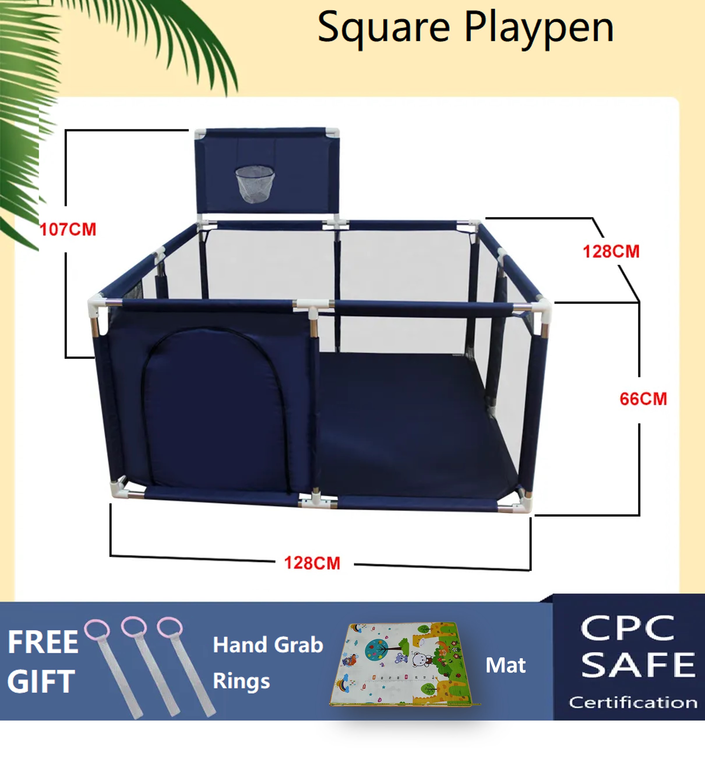 Playpen for Toddlers c/w Mat & Basketball Corners Playpens (120 x 120cm