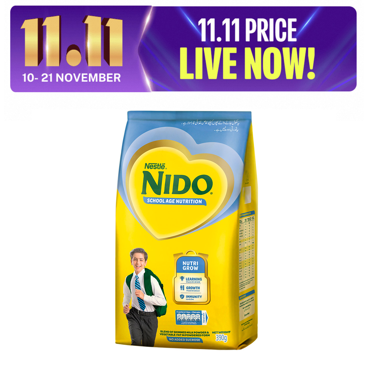 NESTLE NIDO School Age Nutrition Powder 390g Pouch. 