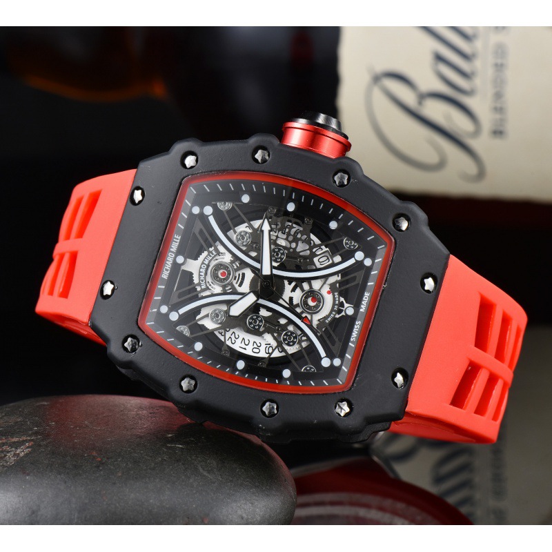 ⌚ 2024 Men's Rubber Band 3-Pin Second Quartz Running Ghost Head Richard Watch