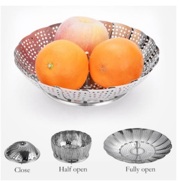 Stainless Steel Lotus Steaming Tray Vegetable Steaming Rack Folding Food  Steamer Net Basket Steamer Scalable Kitchen Gadgets