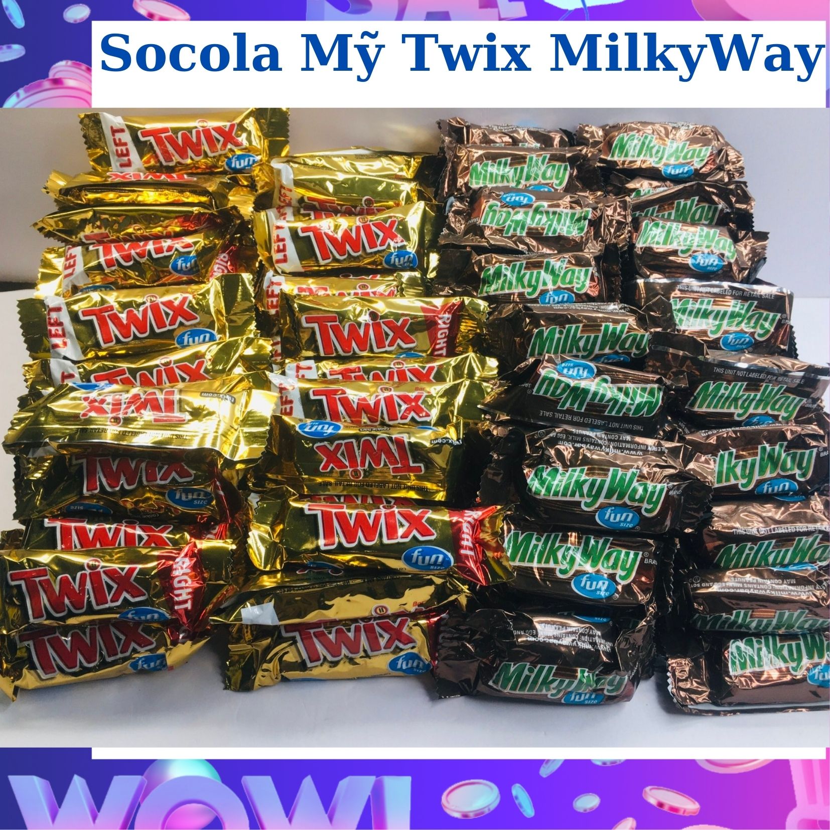 Socola Mỹ Twix MilkyWay funsize USA Chocolate 17g Hàng Mỹ