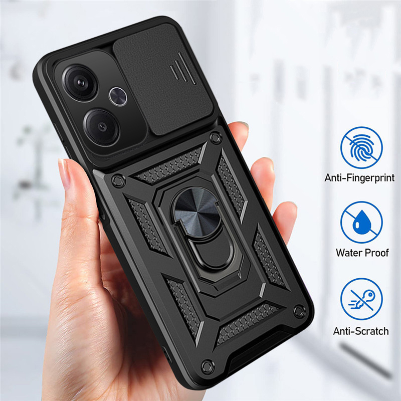 For Xiaomi Poco M6 case Armor Ring Case Cover Car Holder Shockproof Camera Protection For Xiaomi Poco M6 4G Back Cover Phone Cases