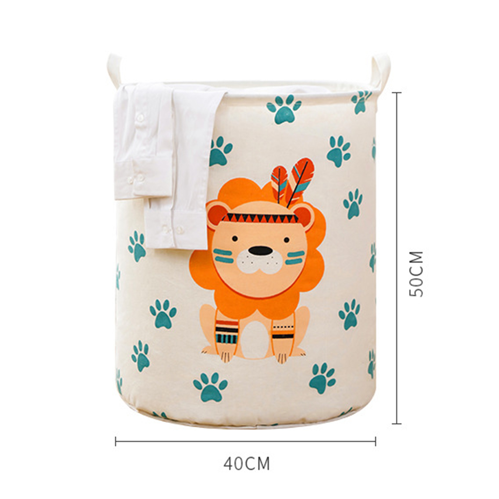 homesir Folding Laundry Basket Large Capacity Cartoon Pattern Sturdy Handle Comfortable Grip Cotton Cute Animal Print Socks Underwear Laundry Hamper Household Products