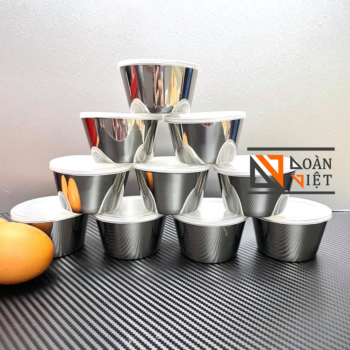Khuôn Bánh Flan Inox  Không Gỉ - Combo 10 khuôn 7 x 4 cm (kèm nắp)
