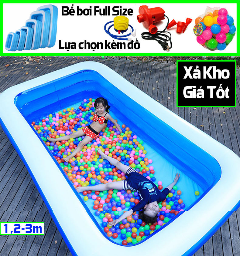 Phao tắm hồ bơi, bể bơi to khổng lồ người lớn, Nhà máy tại HCM, bán lẻ giá sỉ KAW-K246 - Bể 2 lớp, chống trơn trượt + Tặng kèm keo, vá, bóng