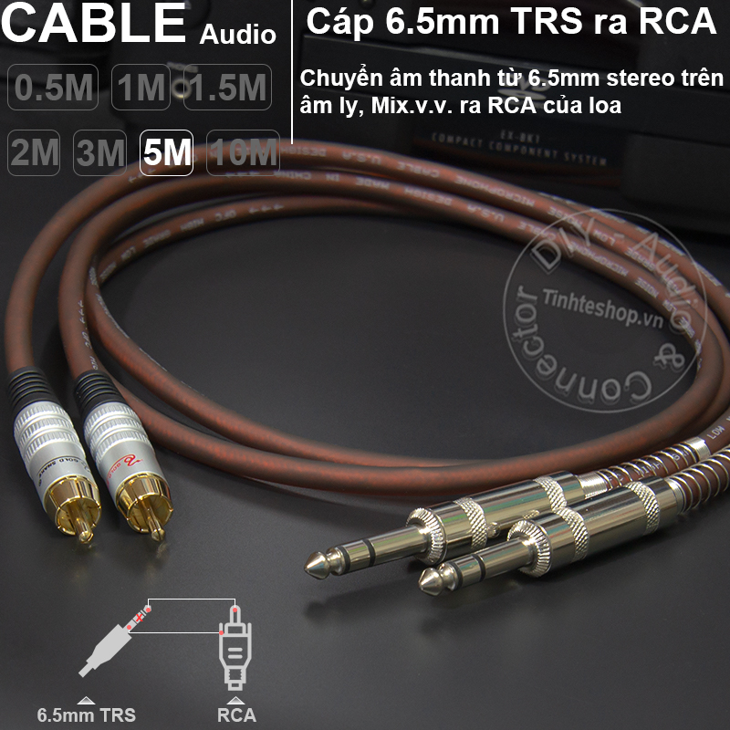 6.5mm trs balanced to rca cable 2 wire diy 0.5m to 5m