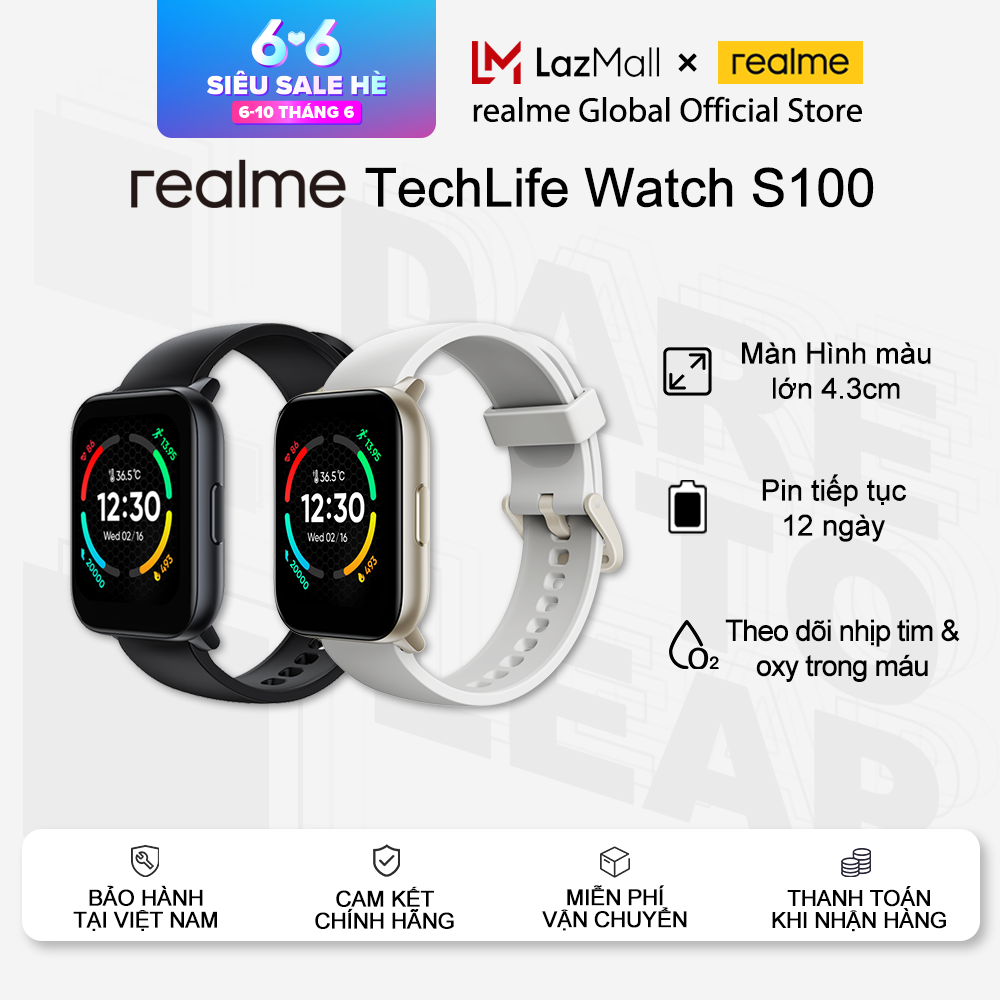 Realme Watch S100 Đồng Hồ Thông Minh Màn Hình Lớn 1.69 Pin Liên Tục 12