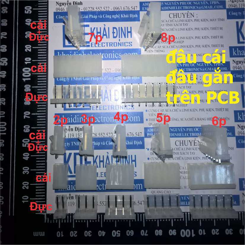 Bộ rời đầu nhựa ĐỰC+CÁI+LÕI SẮT JACK CẮM, CHÂN KẾT NỐI CH5.08 5.08mm THẲNG 2P ~ 8P kde0573