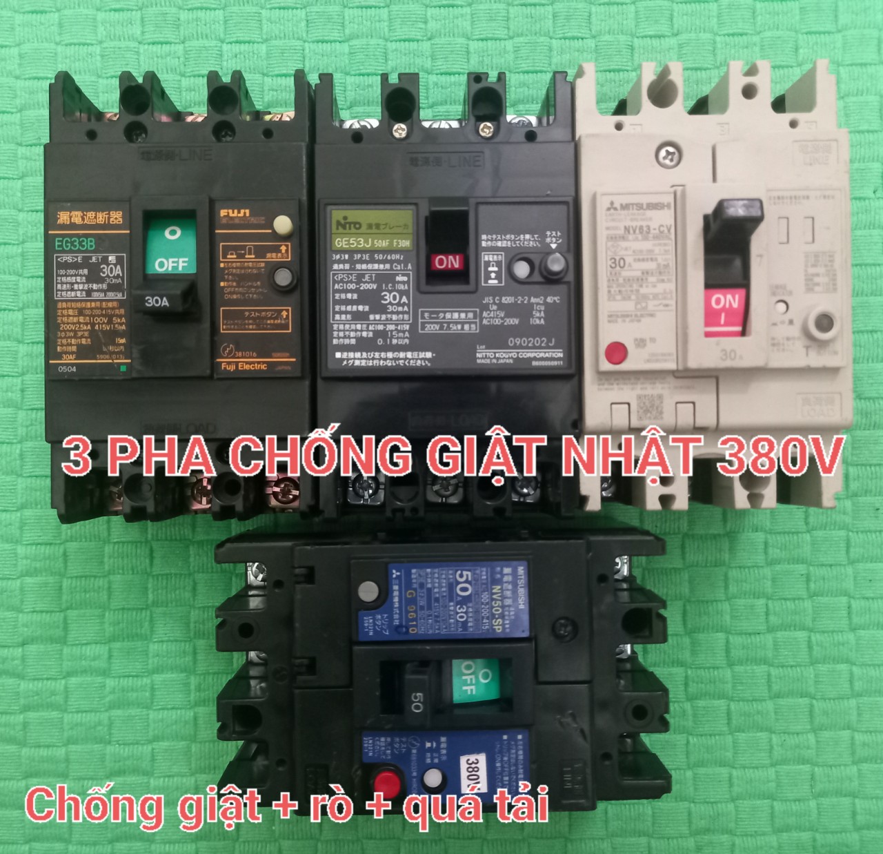 CB 3 PHA CHỐNG GIẬT NHẬT BẢN 30A 40A 50A ELCB