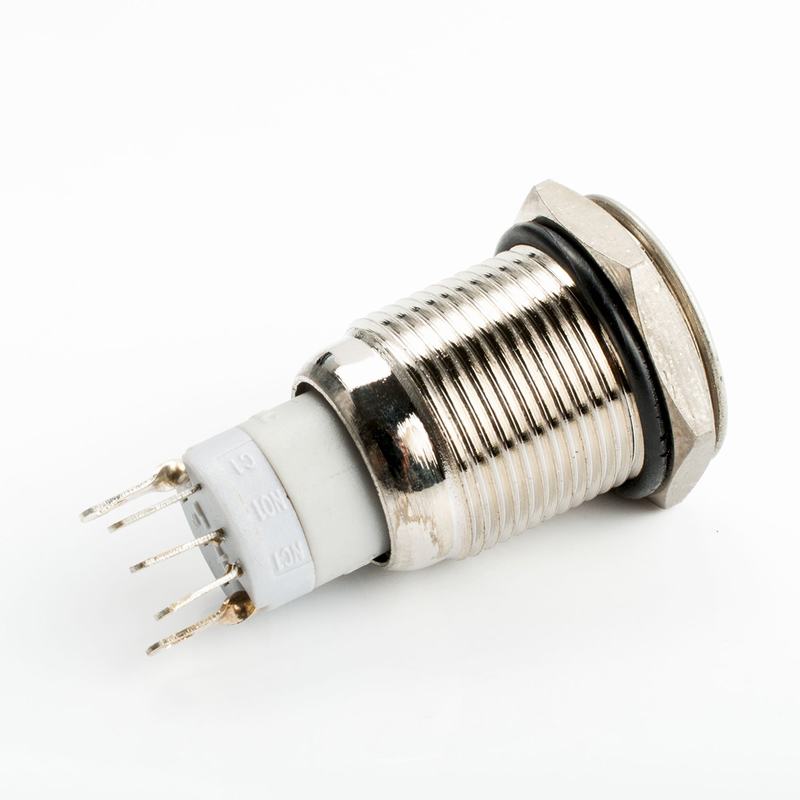 Metal Push Button w/ Annular 12V LED Indicator Green Latching Type