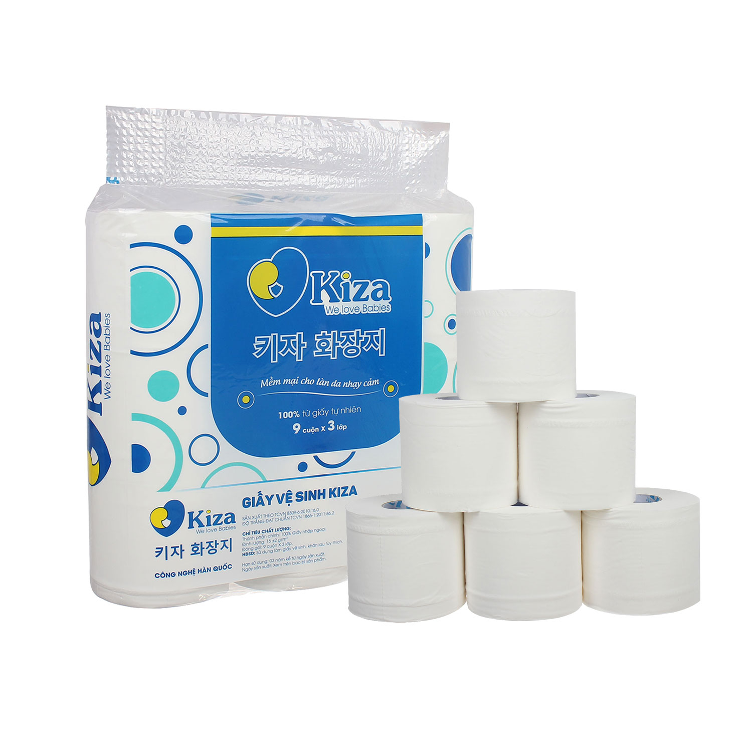 Giấy vệ sinh Kiza 9 cuộn x 3 lớp