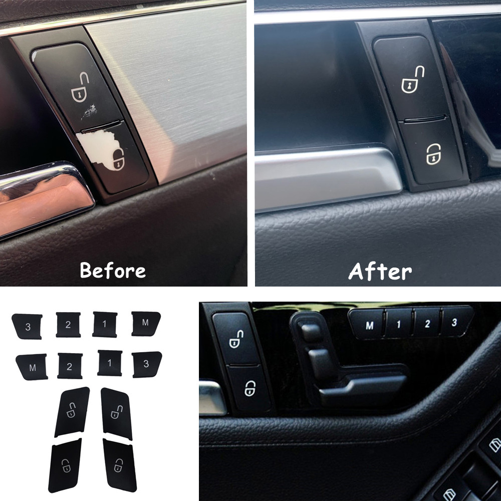 NEW%20%E3%80%90Too%20much%20love!%E3%80%91Car%20Door%20Lock%20Unlock%20And%20Window%20Switch%20Button%20Trim%20Cover%20Sticker%20Interior%20For%20Mercedes%20Benz%20A%20B%20C%20E%20Gla%20Cla%20Glk%20Gle%20W176%20W204%20-%20Image%206