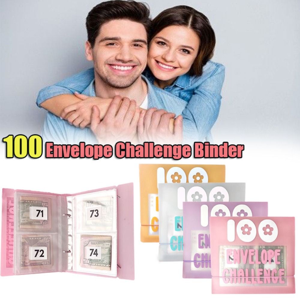 FGHJD Money Binder for Saving 100 Envelopes Saving Challenge Binder Binder for Budgeting With Cash Envelopes Financial Management Binder Reusable Cash Planner Budget Book Home Office