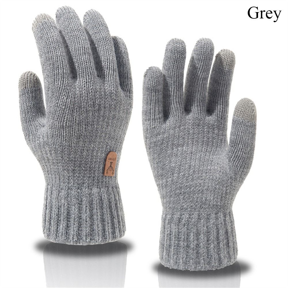 Thick Men Knitted Gloves Windproof Cold Proof Wool Mittens Daily Touch Screen Warm Gloves Autumn Winter